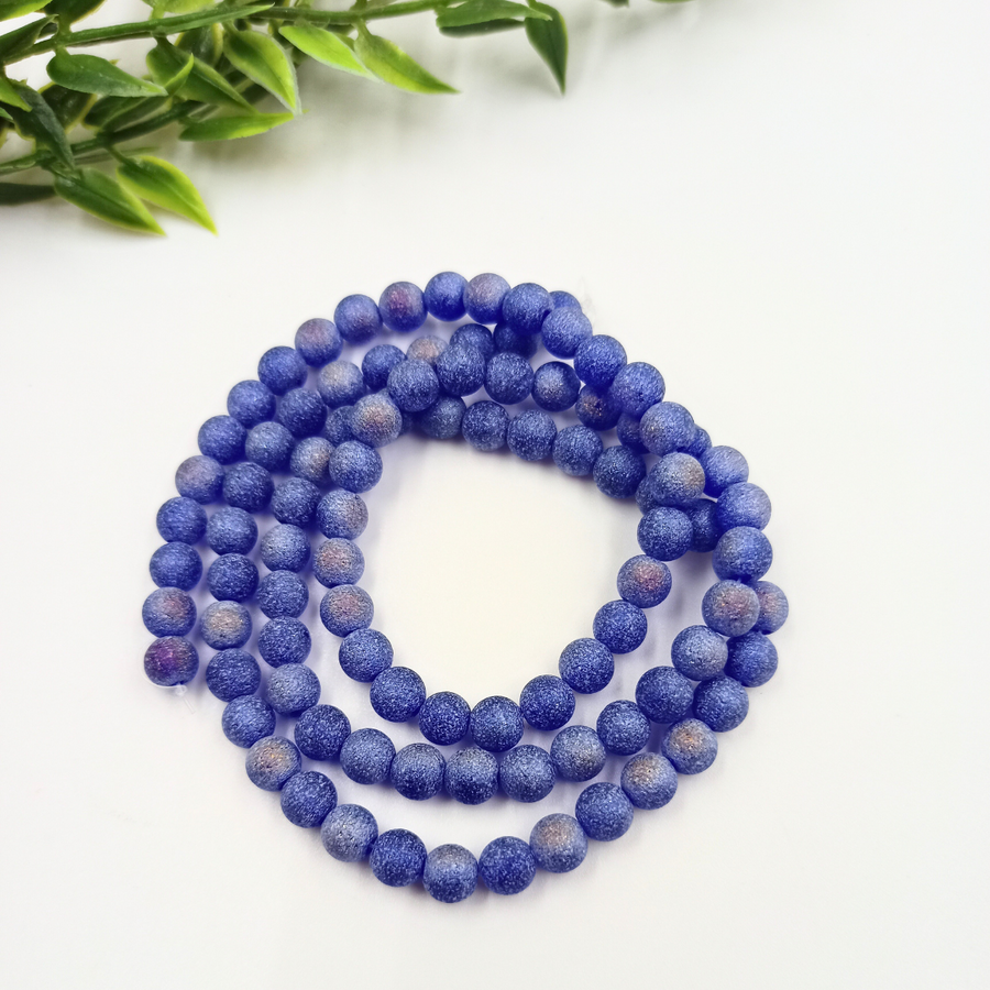 6 mm Navy Blue Aura Beads