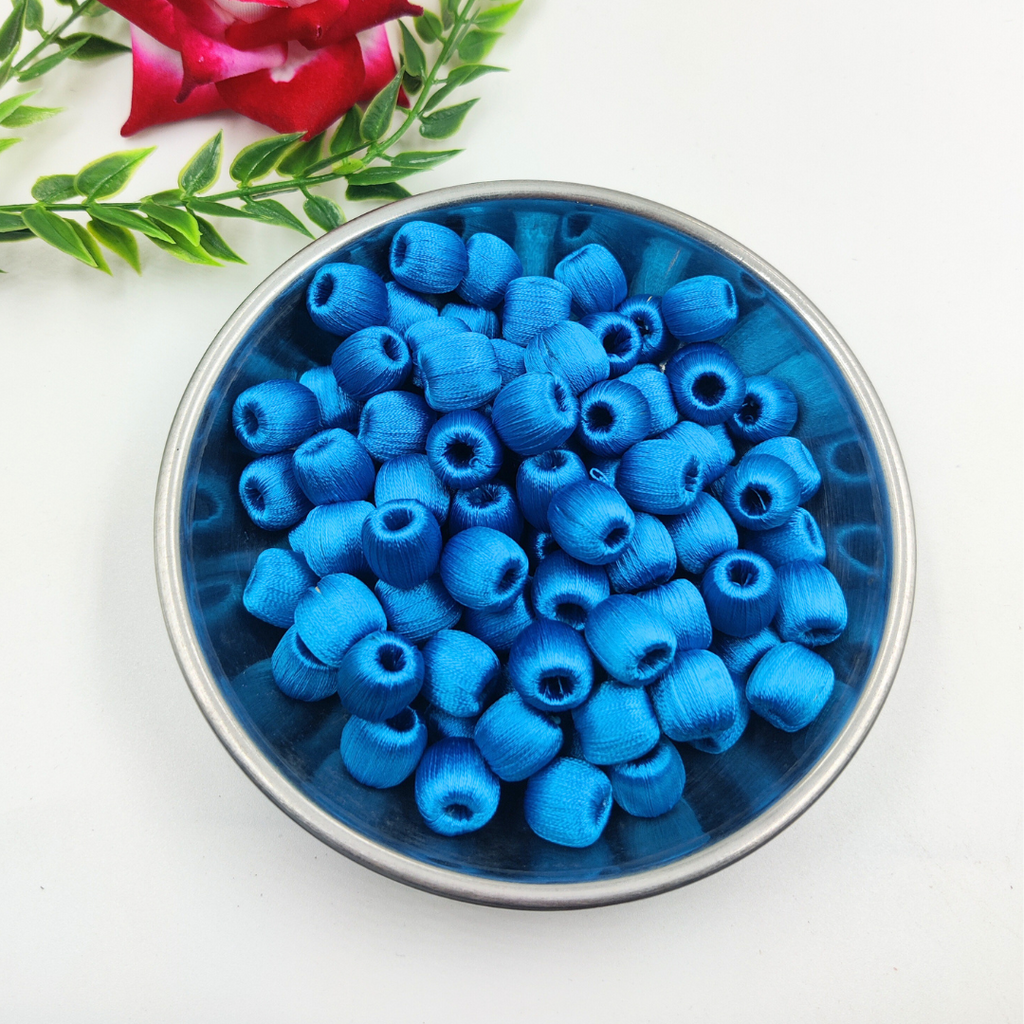 10 mm Blue Silk Thread Bead