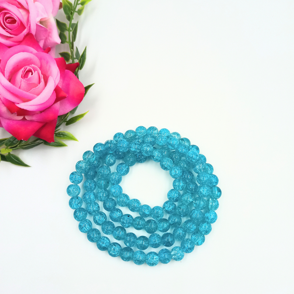 8 mm Sky Blue Crackle Bead