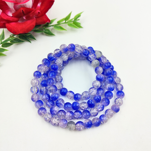 8 mm Blue White Crackle Bead