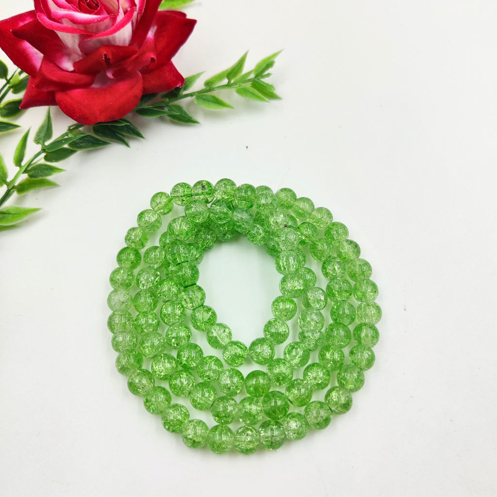 8 mm Parrot Green Crackle Bead