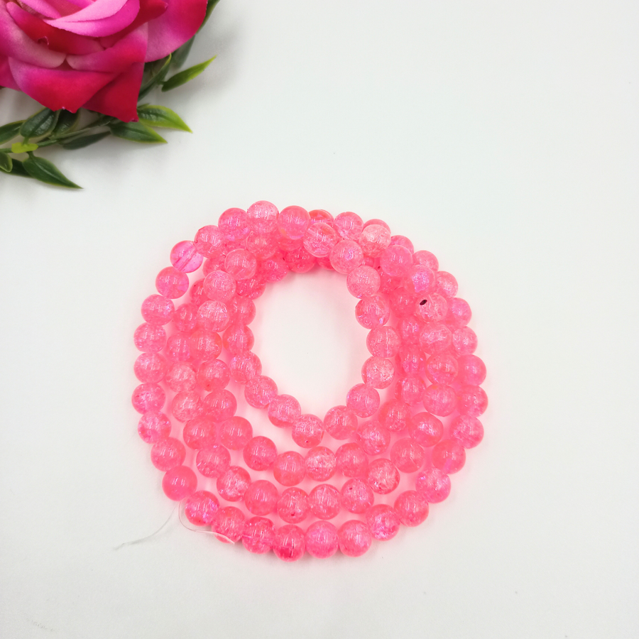 8 mm Pink Crackle Bead