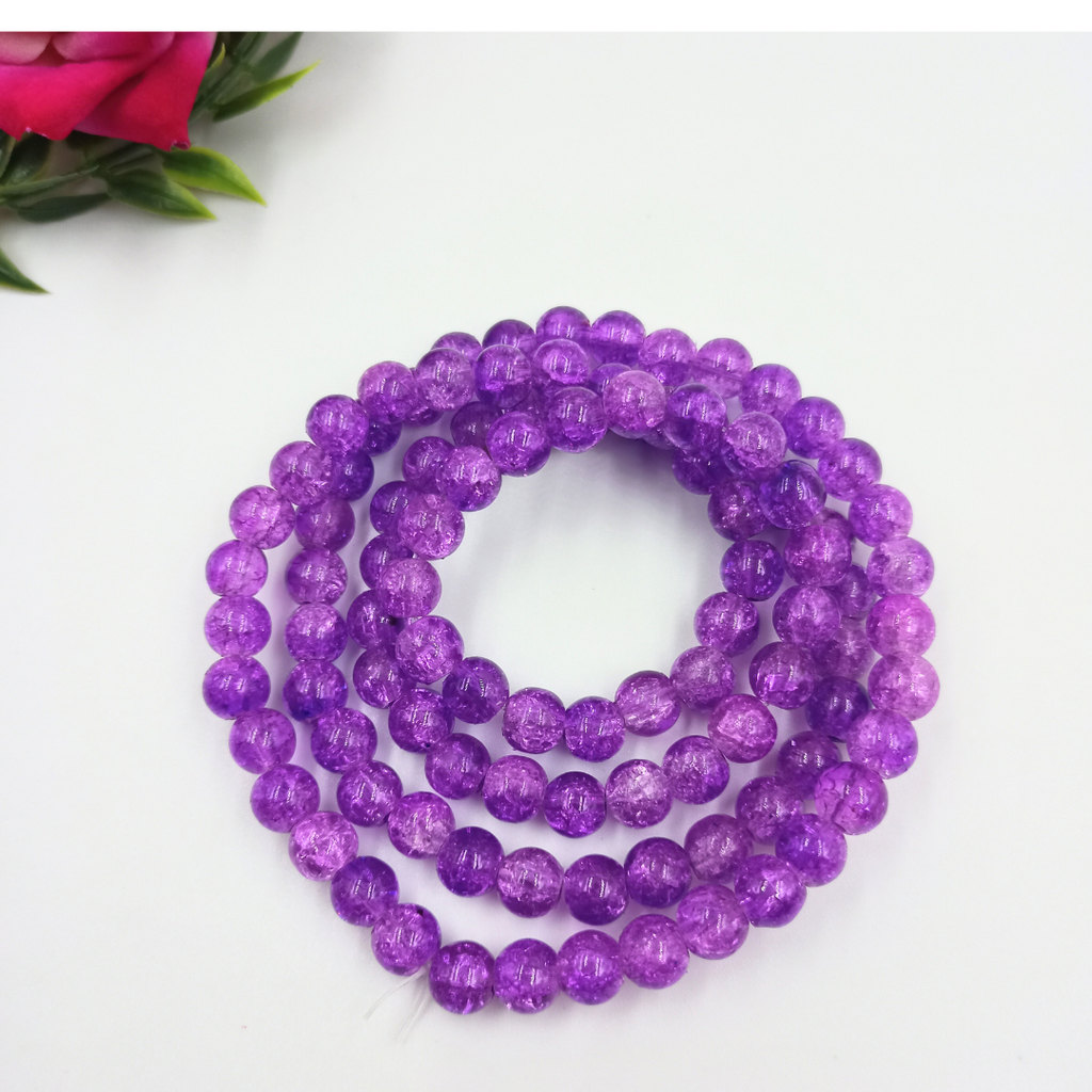 8 mm Purple Crackle Bead