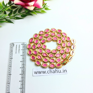 Rani Pink Oval Kundan Line