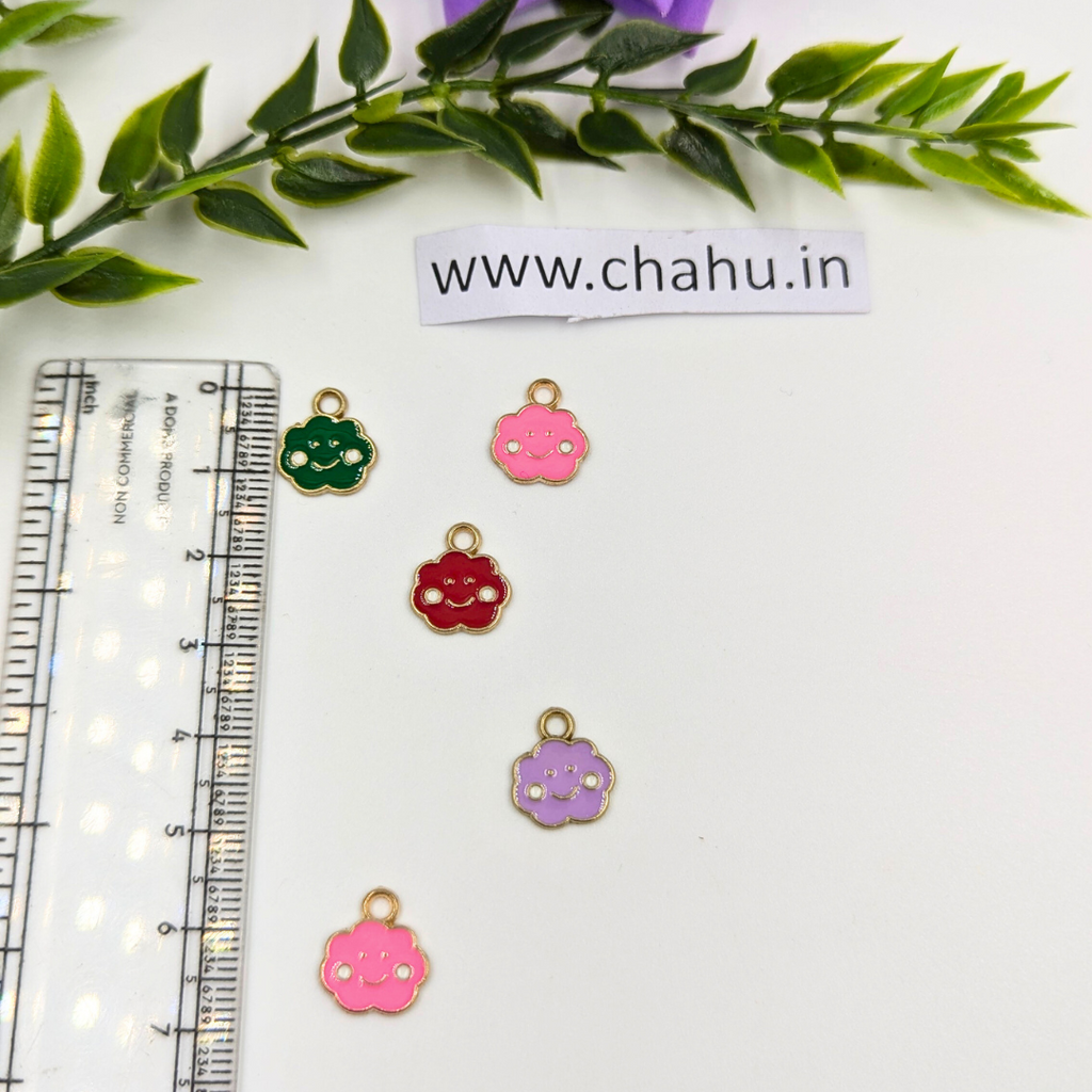 Multi Smile Face Alloy Enamel Charms - 10 Pieces