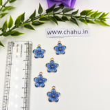 Blue Flower Alloy Enamel Charms - 10 Pieces