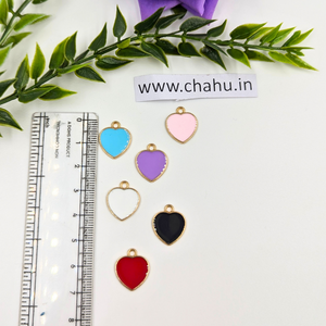 Mixed color Heart Shaped Alloy Enamel Charms - 10 Pieces