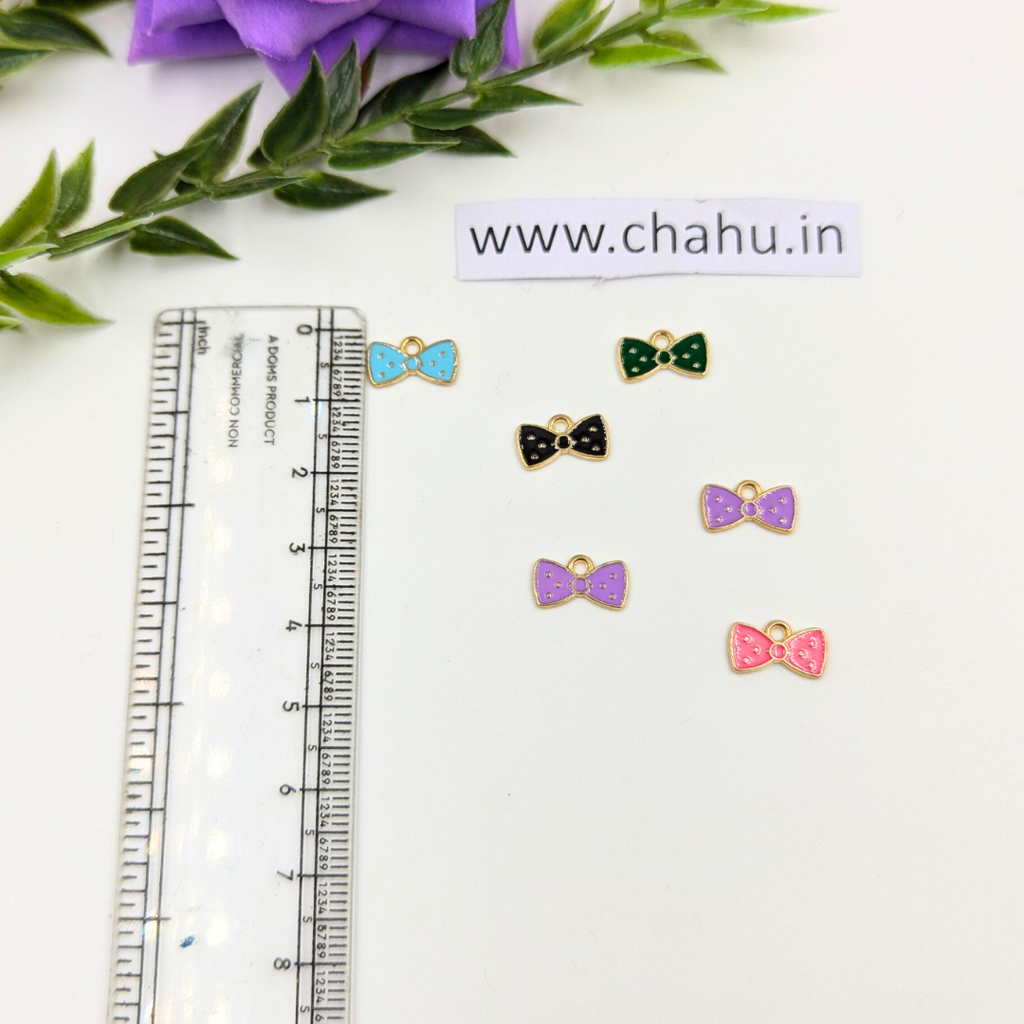 Small Bow Mix Color Alloy Enamel Charms - 10 Pieces