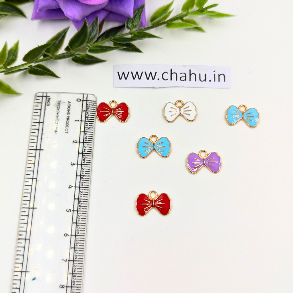 Bow Mix Color Alloy Enamel Charms - 10 Pieces