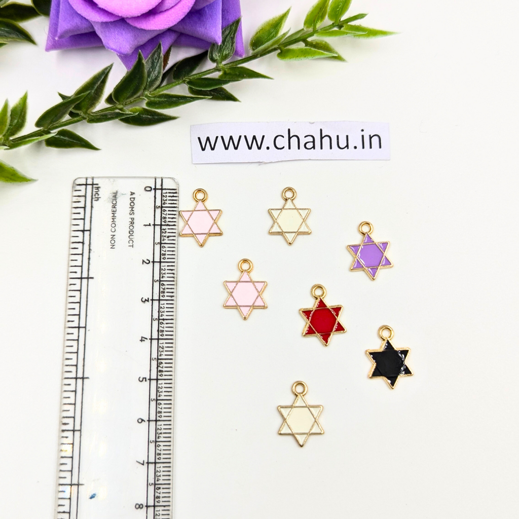 Star Mix Color Alloy Enamel Charms - 10 Pieces