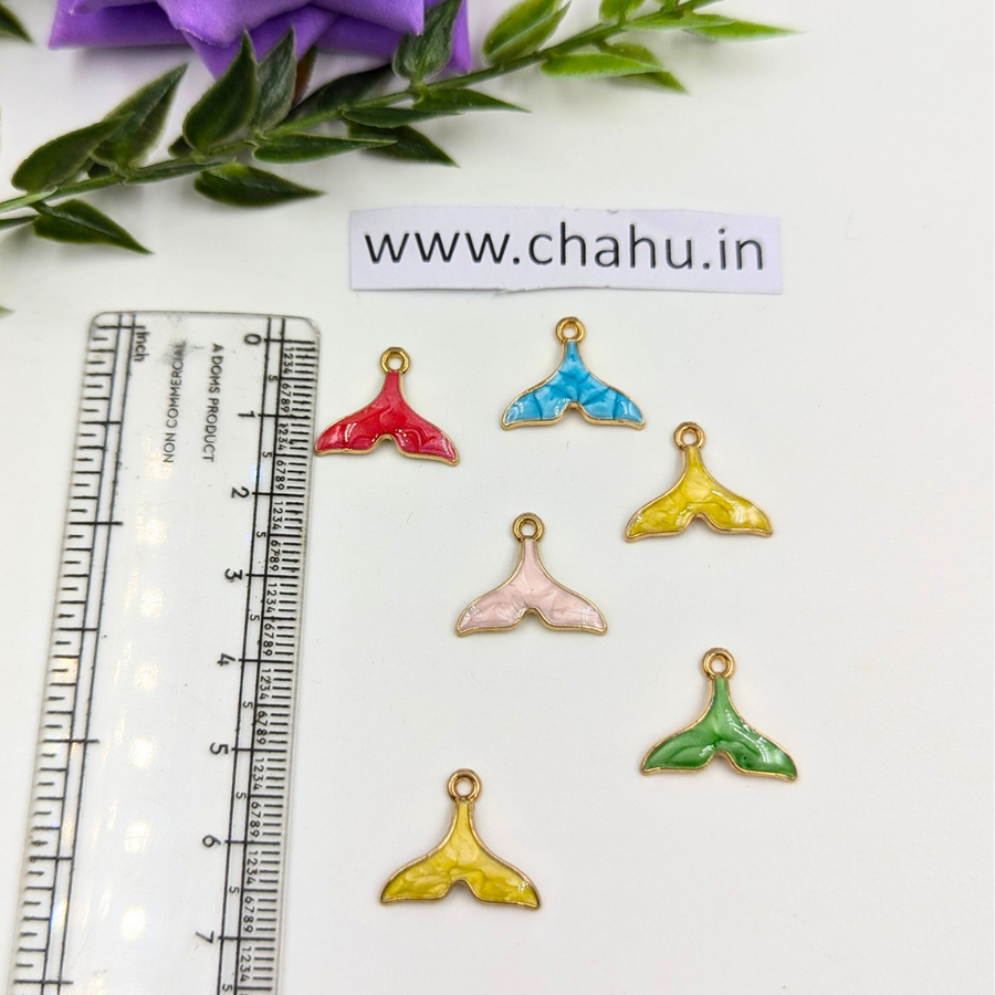 Fish Tail Mix Color Alloy Enamel Charms - 10 Pieces