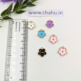 Mix Color Flower Alloy Enamel Charms - 10 Pieces