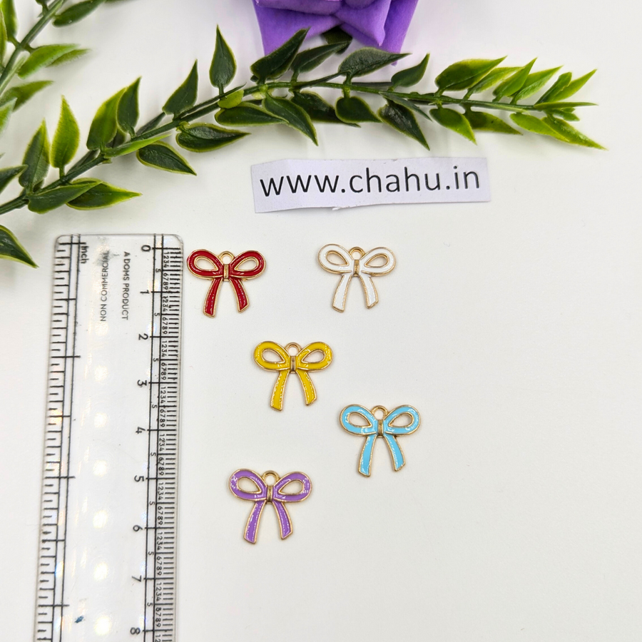 Mix Color Bow Alloy Enamel Charms - 10 Pieces