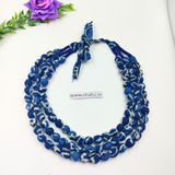 Blue & Off White 3 Layered Beaded Fabric Nacklace - 3 Pieces