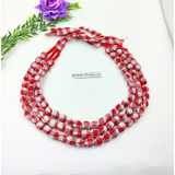 Red & White 3 Layered Beaded Fabric Nacklace - 3 Pieces