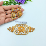 Oval Shape Golden Color Pendent With Earrings