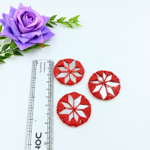 Red Round Embroidery Mirror -  Pack  of 10 Pieces