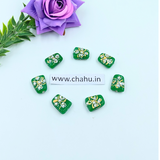 17mm Green Meenakari Kundan Tumble Beads - 25 Pieces