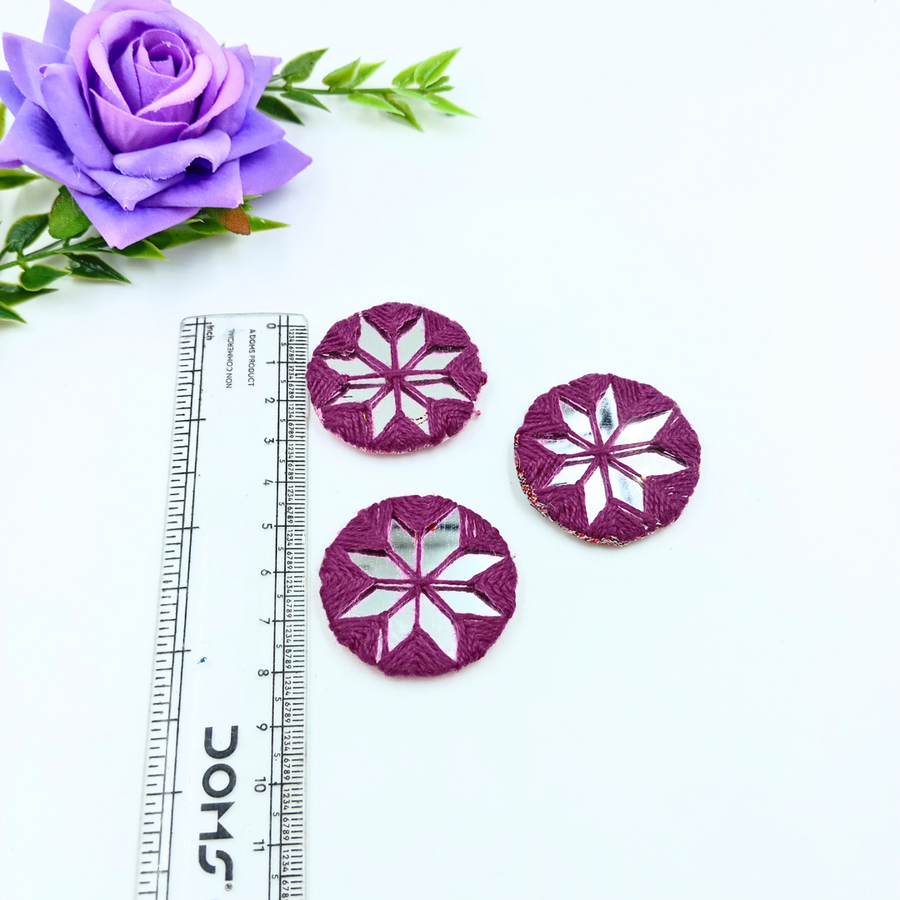 Lavender Round Embroidery Mirror -  Pack  of 10 Pieces