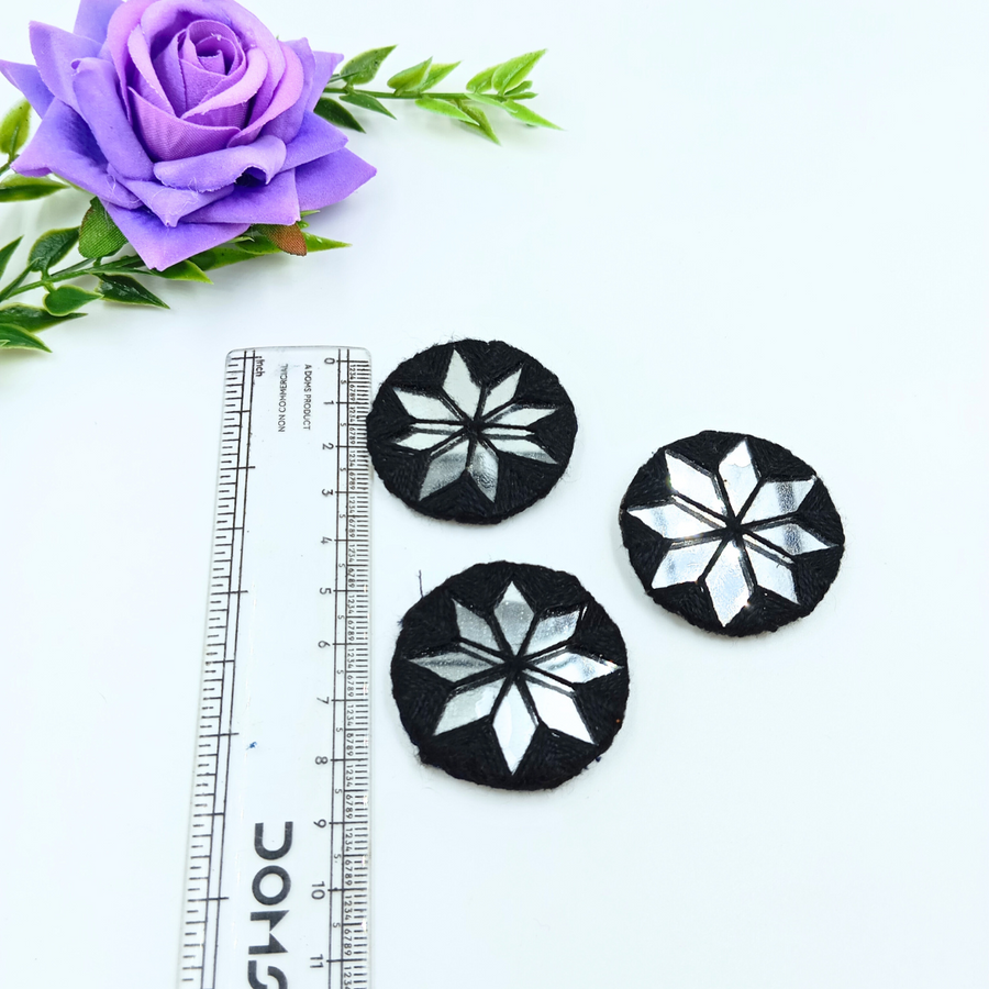 Black Round Embroidery Mirror -  Pack  of 10 Pieces