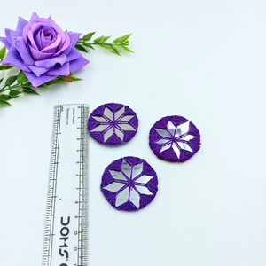 Violet Round Embroidery Mirror -  Pack  of 10 Pieces