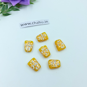 17mm Yellow Meenakari Kundan Tumble Beads - 25 Pieces