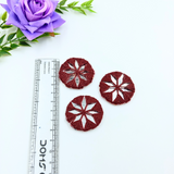 Burnt Maroon Round Embroidery Mirror -  Pack  of 10 pieces