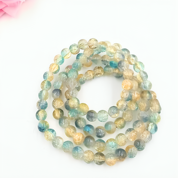 8 mm Yellow Sky Blue Crackle Bead