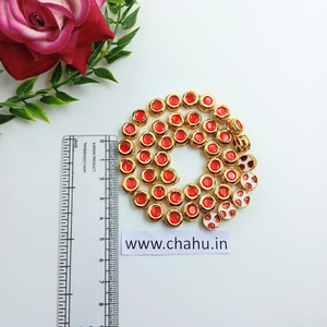 Red Round Kundan Line