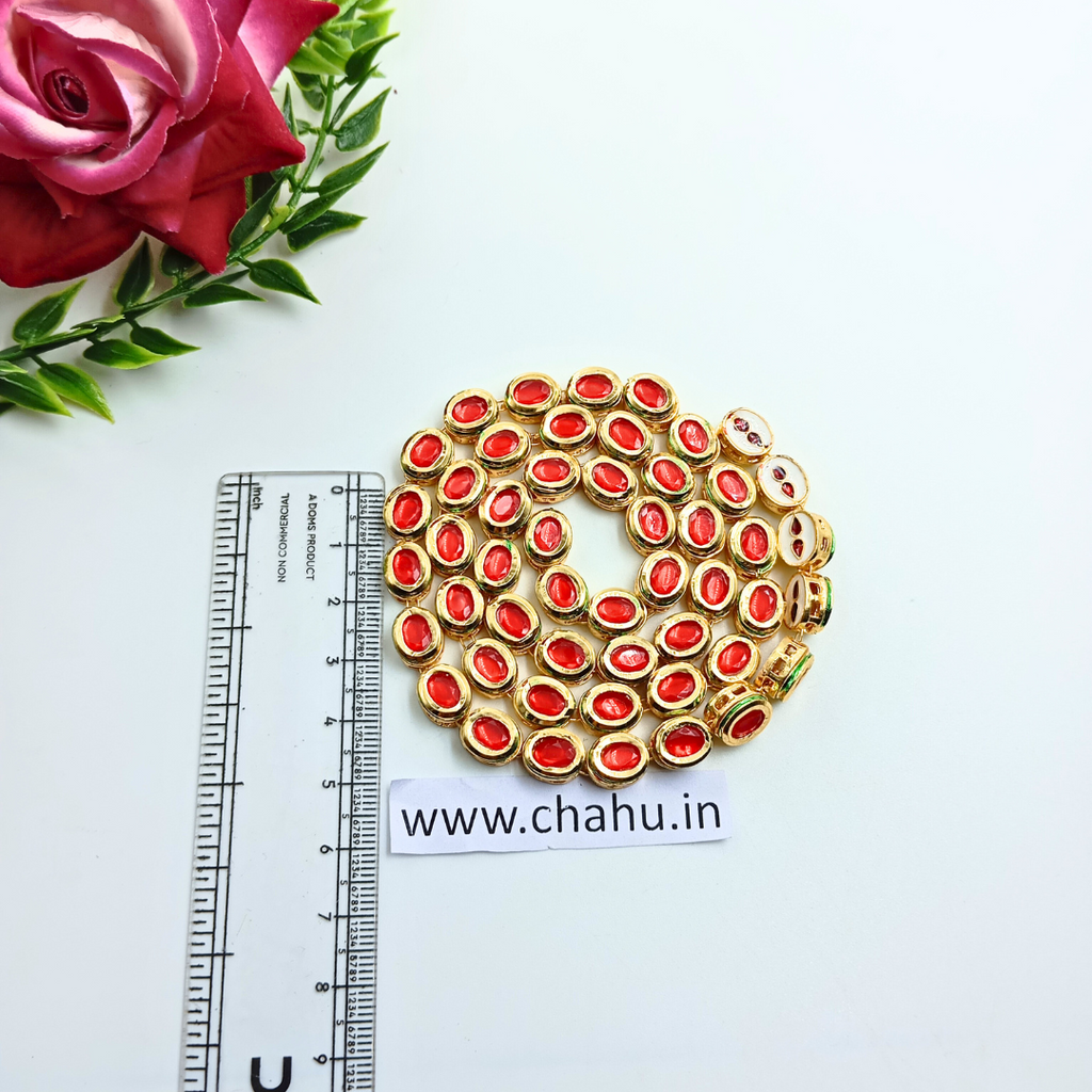 8mm Red Oval Kundan Line