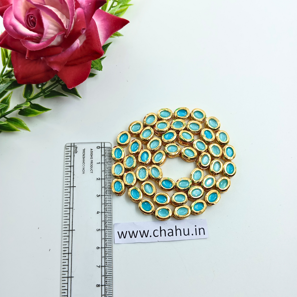 Sky Blue Oval Kundan Line