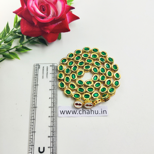 Green Oval Kundan Line