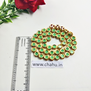 Lime Green Round Kundan Line