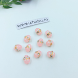 10mm Light Pink Meenakari Kundan Tumble Beads - 25 Pieces