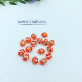 10mm Orange Meenakari Kundan Tumble Beads - 25 Pieces