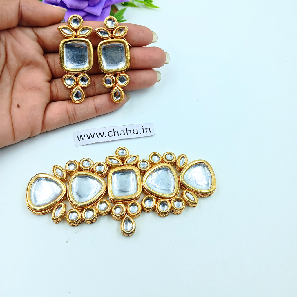 Square,Round & Triangle  Kundan Choker Necklace set