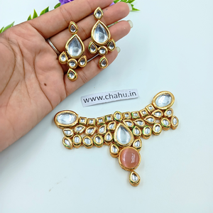 Light PInk color Kundan Choker Necklace set