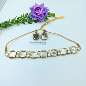 Square & Round  Kundan Necklace set