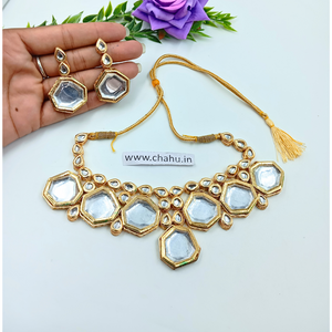 Heptagon & Drop Kundan Necklace set