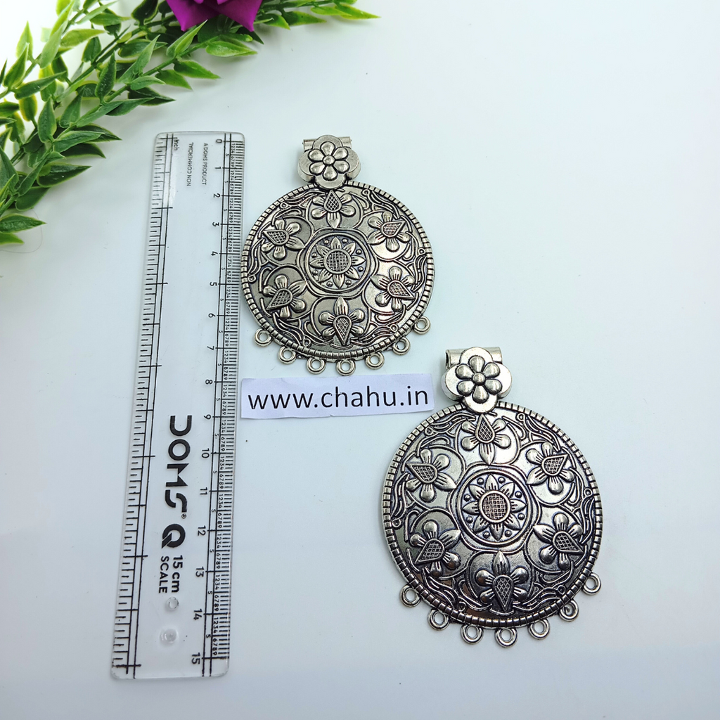 Oxidized Round Pendent (Flower) - pack of 5 Pieces