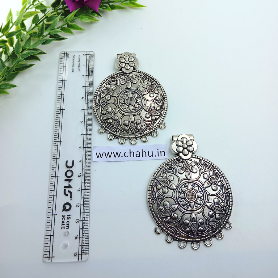 Oxidized Round Pendent (Flower) - pack of 5 Pieces