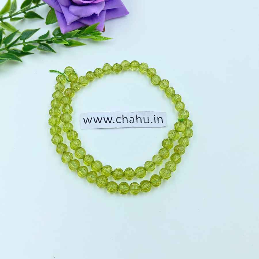 6mm Pear Green Pumpkin shape Beads