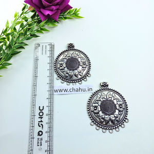 Oxidized Round Pendent ( Flower & Leaf )- pack of 5 Pieces