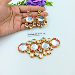 Heptagon & Oval Kundan Necklace set