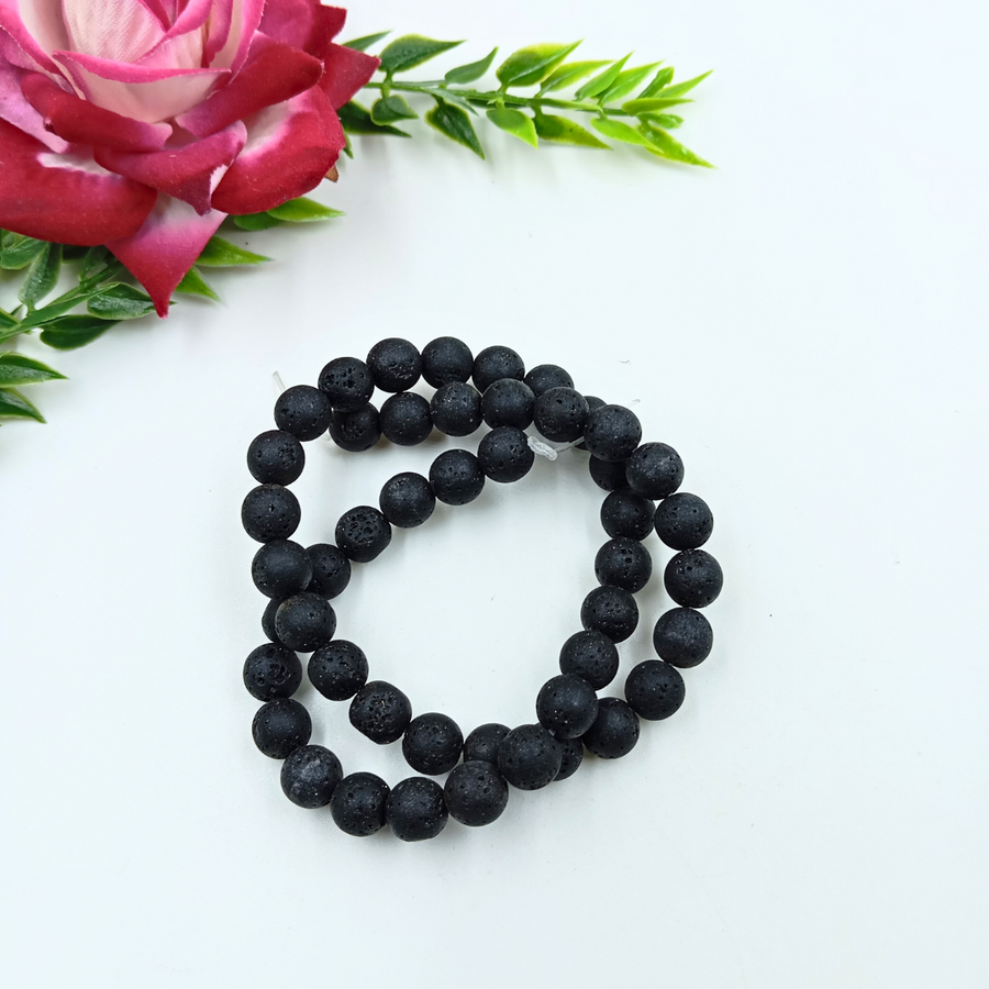 8 mm Black Lava Bead