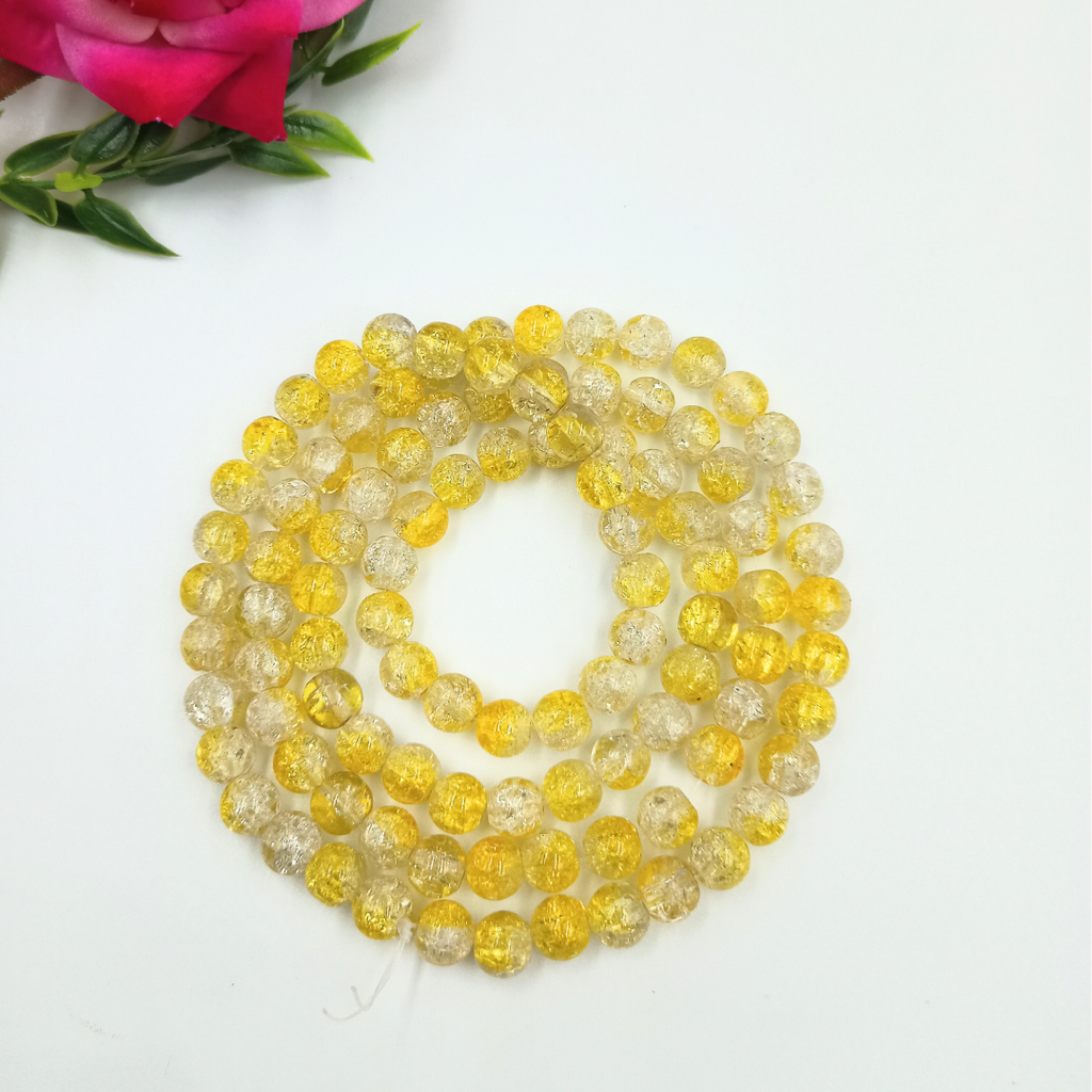 8 mm Yellow Crackle Bead