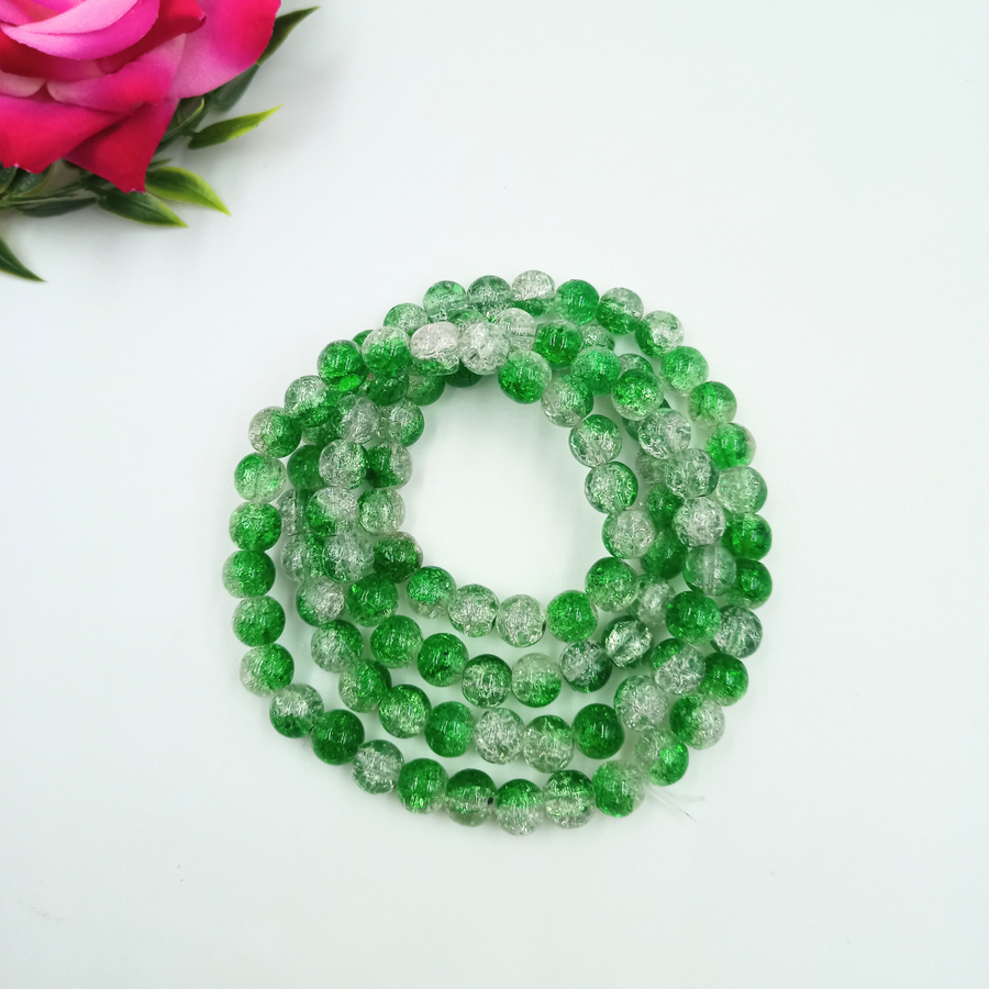 8 mm Green Crackle Bead