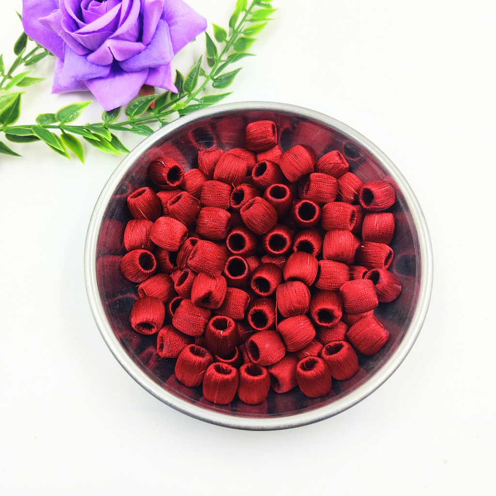 10 mm Maroon Silk Thread Bead